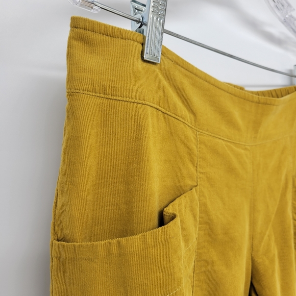 Anthropologie Ivy Jane corduroy wide leg flare pants cotton goldenrod yellow 70 - Picture 2 of 7